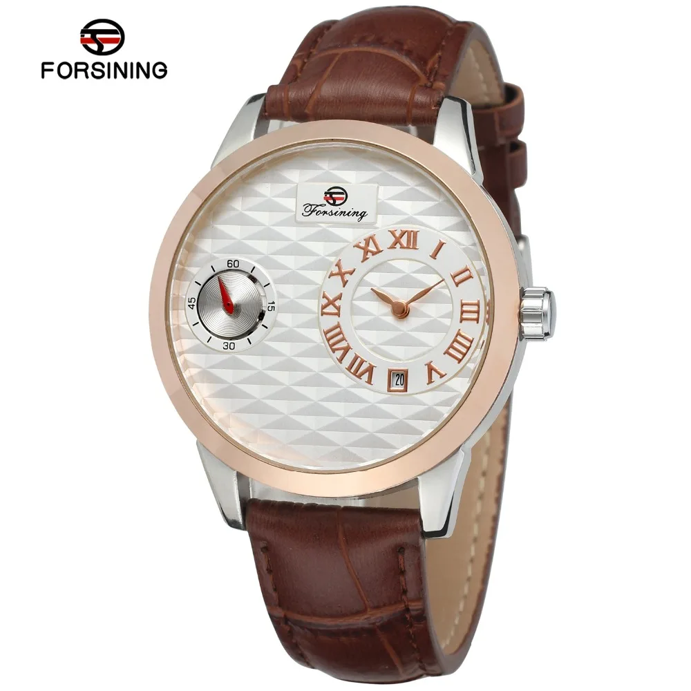 

FORSINING Men Luxury Brand Roman Number Genuine Leather Strap Watch Quartz And Automatic Wristwatches Gift Box Relogio Releges