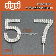 Дешевые Количество Кристалл Diamante Rhinestone Торт Топпер на день рождения украшения