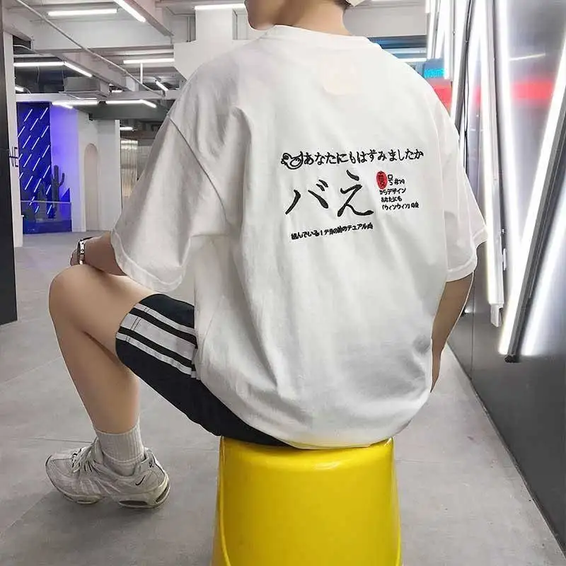 

Japanese Embroidery Fashion Printed Half Sleeve T Shirts Hip Hop Casual Tshirts Streetwear Mens Summer Tops Tees 2019 T Shirt