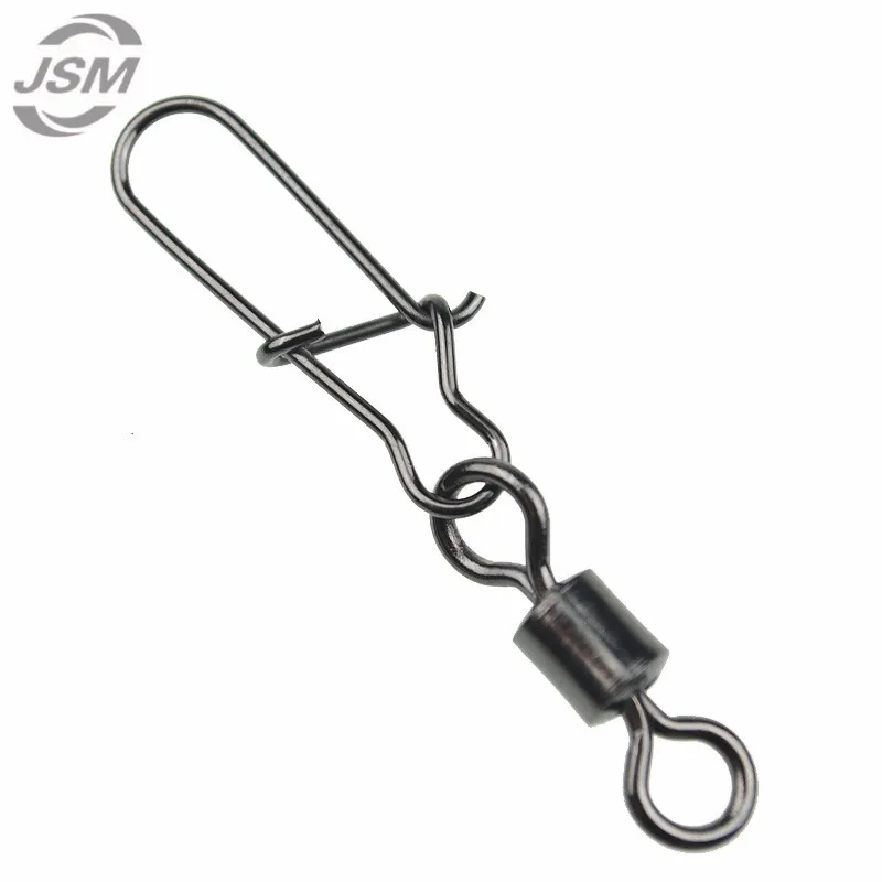 

JSM 100pcs Rolling Fishing Swivel With Nice Snap Sea Fishing Rolling Swivels Connector Size 2 4 5 6 8 Carp Fishing Accessories