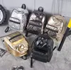 NIGEDU femmes sacs à dos ordinateur portable en cuir synthétique polyuréthane sac à dos hommes sac de voyage grande capacité école sacs à dos femme Daypack mochila or ► Photo 3/6