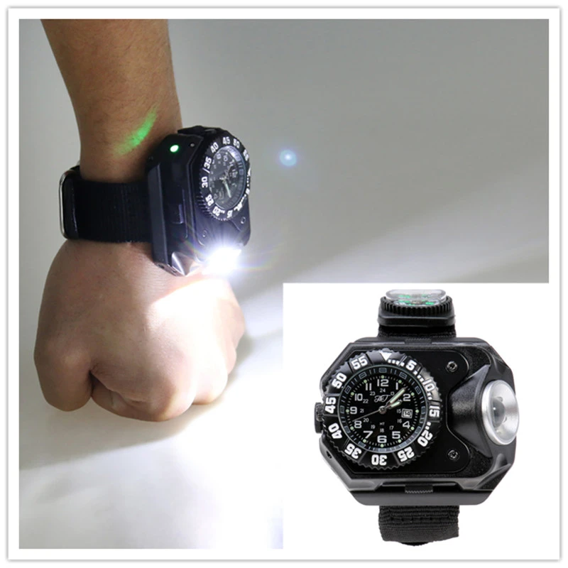 Wiederaufladbare LED Uhr Taschenlampe Handgelenk Taschenlampe mit Kompass