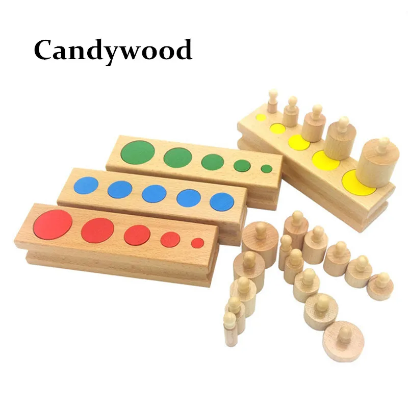 

Upgraded Montessori Materials Colorful Socket Cylinder Preschool Intellectual Development Kids Educational Toys Children