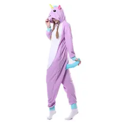 Кигуруми костюмы на Хэллоуин пижамы для взрослых Фиолетовый единорог комбинезон для костюмированного представления костюм пижамы для