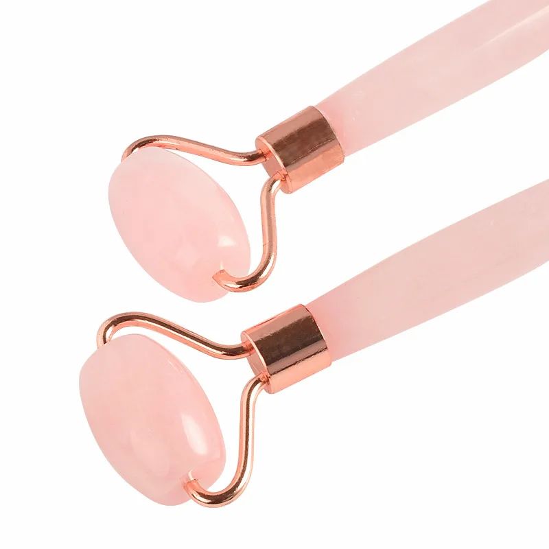 Rose Quartz Jade Roller for Face - 100% Natural Rose Quartz Stone Massager Anti Aging Facial Therapy