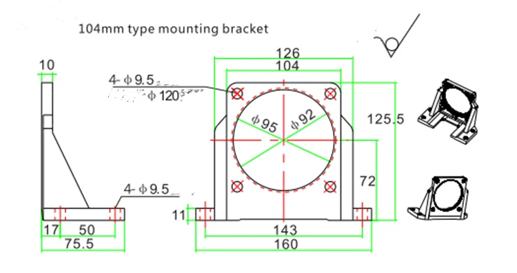 Кронштейн 104x104 мм для крепления двигателя переменного и постоянного тока
