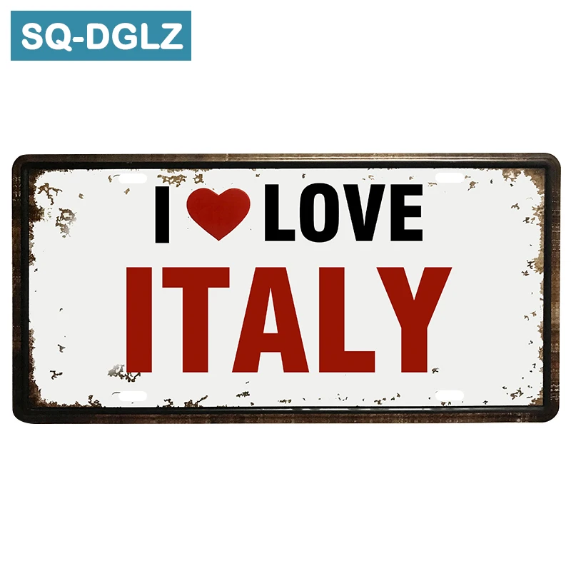 

[SQ-DGLZ]Exclusive I Love ITALY License Plate Bar Wall Decor Tin Sign Vintage Metal Sign Home Decor Painting Plaques Poster