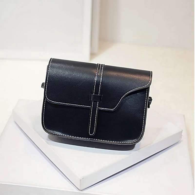 

Puimentiua Women's Fashion Retro Belt Buckle Postman Bags Fashion Solid Color Simple Shoulder Small Messenger Bag 2019 New