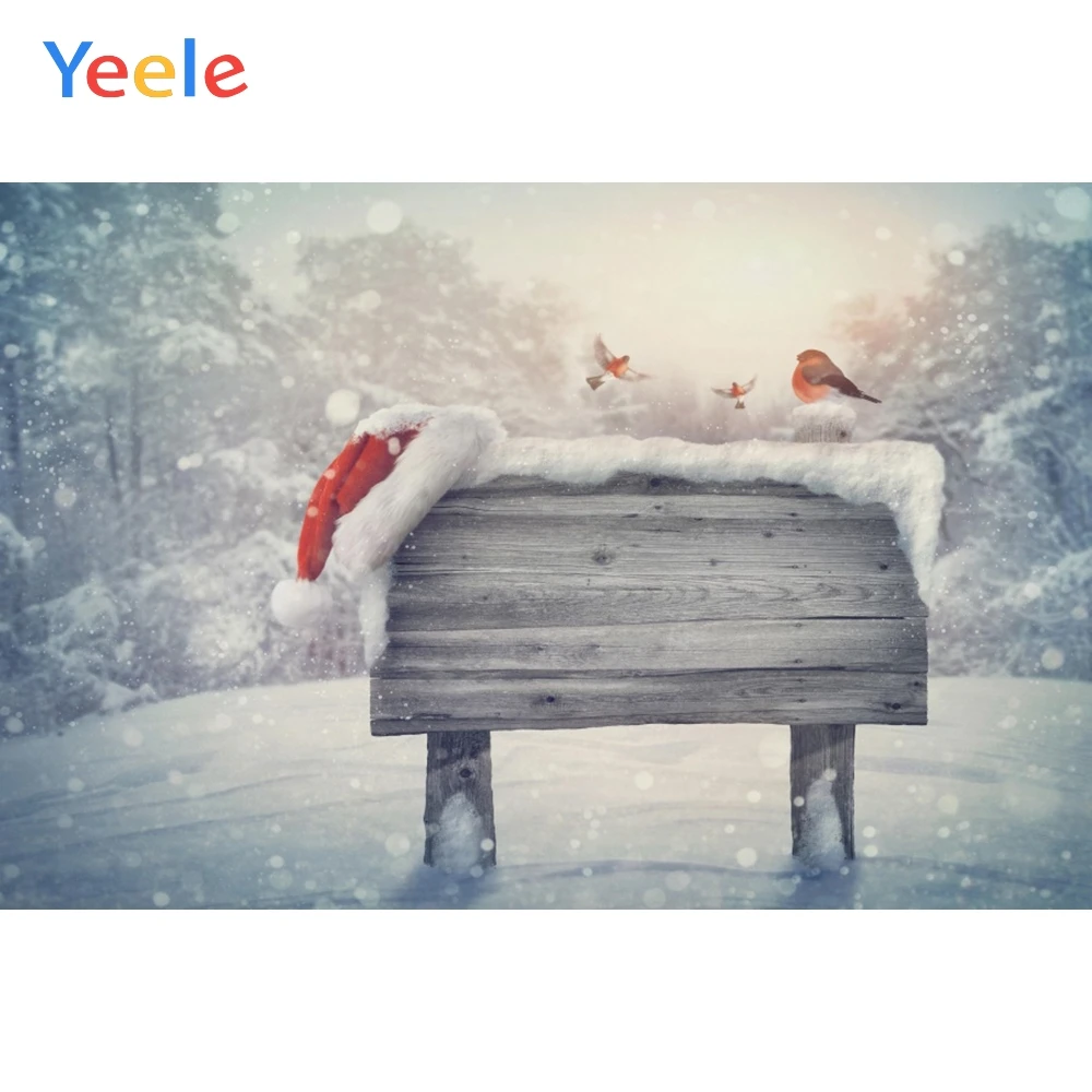 

Yeele Christmas Party Snow Park Bench Customized Photography Backdrops Personalized Photographic Backgrounds For Photo Studio