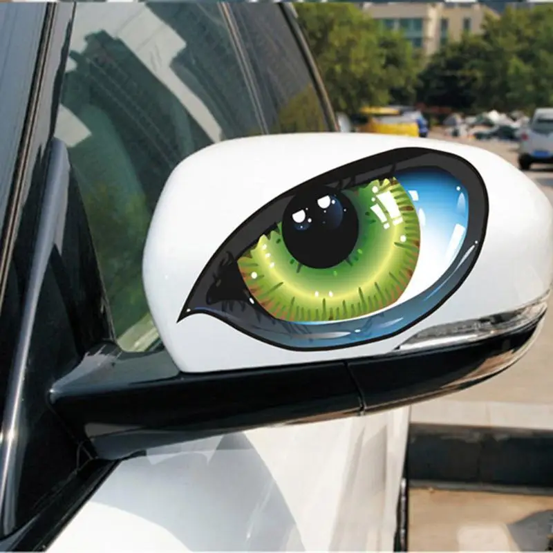 1 пара 3D смешные Светоотражающие зеленые кошачьи глаза автомобильные наклейки голова грузовика двигатель зеркало заднего вида оконная