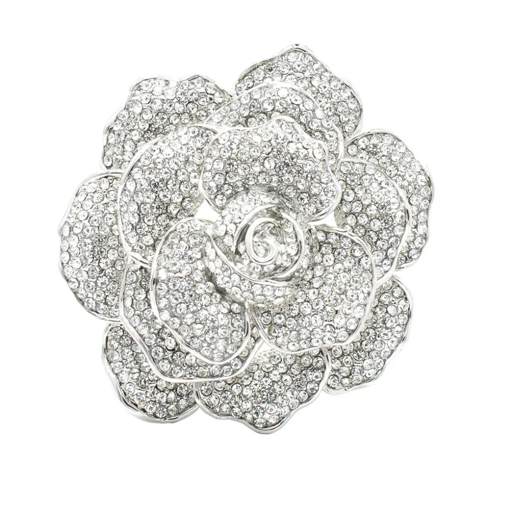 

New Rhinestone Crystal Rose Flower Wedding Bridal Brooch Pin Broach For Woman Jewelry Free shipping FA5066