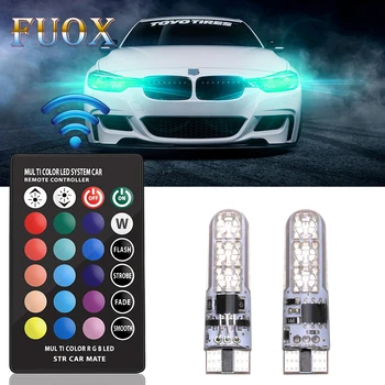 

2 Pieces T10 W5W LED Car Lights LED Bulbs RGB With Remote Control 194 168 501 Strobe Led Lamp Reading Lights White Red Amber 12V