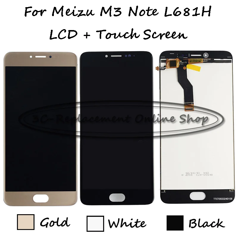 Черный/белый/золотой для Meizu M3 Примечание L681H полный ЖК-дисплей дисплей +