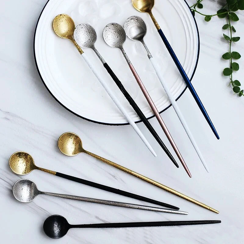 

2Pcs/Lot Stainless Steel Long Handle Ice Spoon Flatware Set Spoons Cutlery Set Ice Teaspoons Dinner Longer Tea Spoons Sets