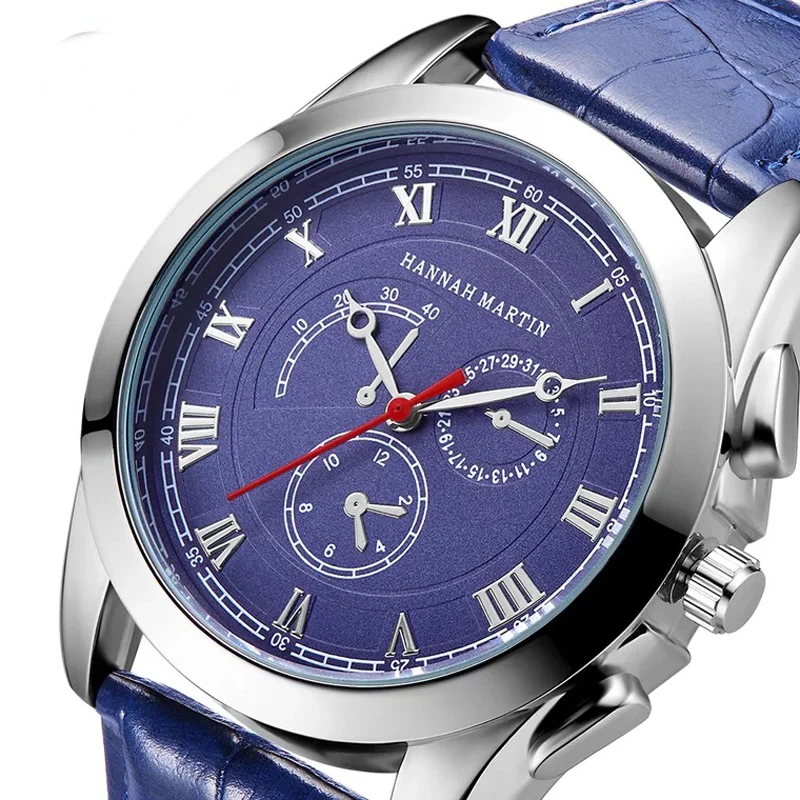 Brand New Men Watch Rome figures Sport Quartz Watch Leather Band 3ATM