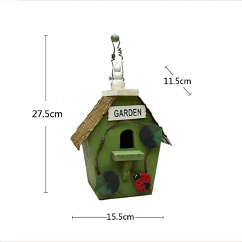 

Outdoor Courtyard Solid Wood Simulation House Bird Nest Bird House Villa Garden Balcony Decoration Wall Hanging Craft Decoration