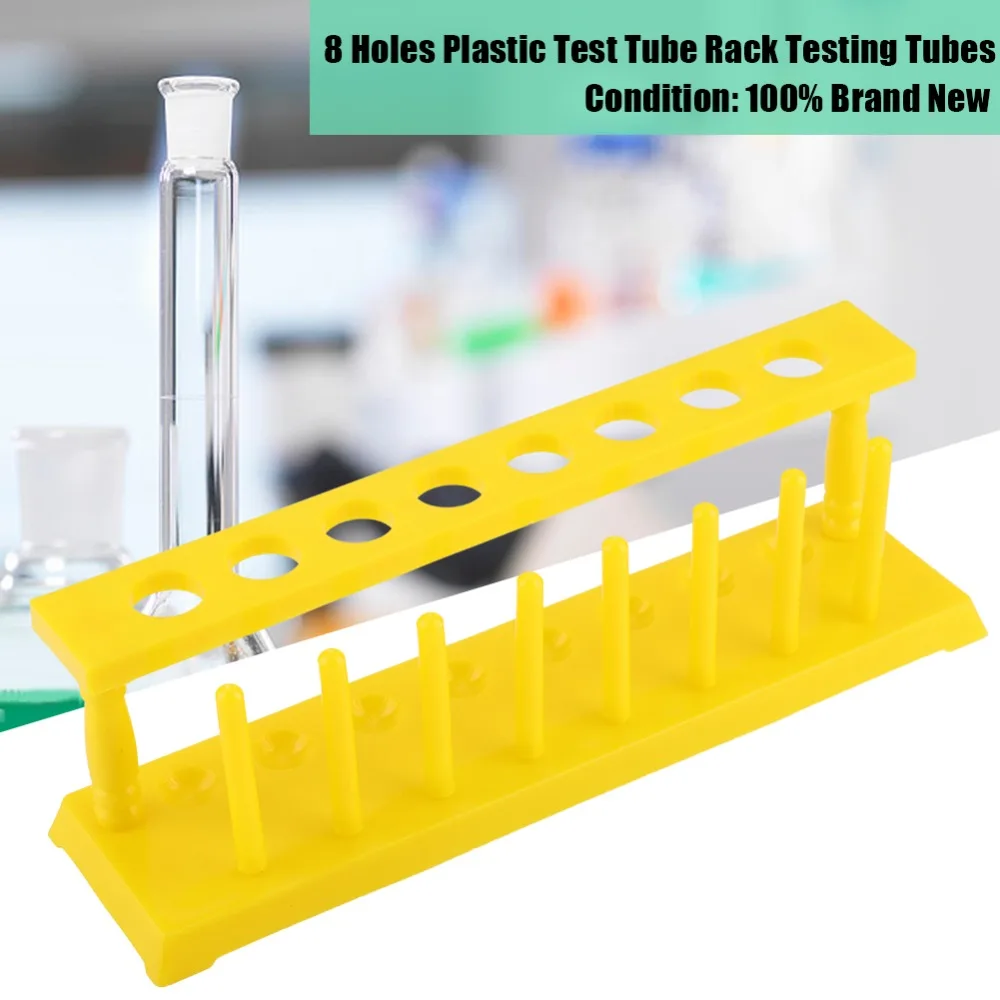 Plastic Test Tube Rack 8 Holes Holder Storage Stand Lab Supplies Yellow