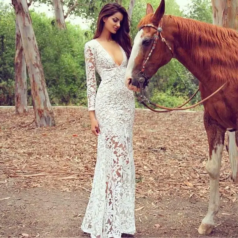 

Greek Simple Elegant cheap Wedding Dress Sexy v neck long sleeves bridal gown mermaid vestido de noiva