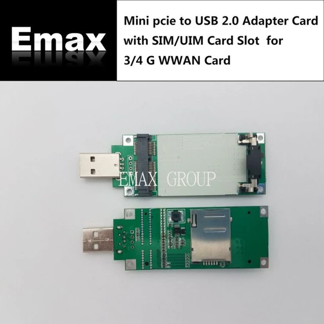 Mini adaptador USB Pcie SIM a USB adaptador con ranura para tarjeta SIM  para módulo WWAN/LTE