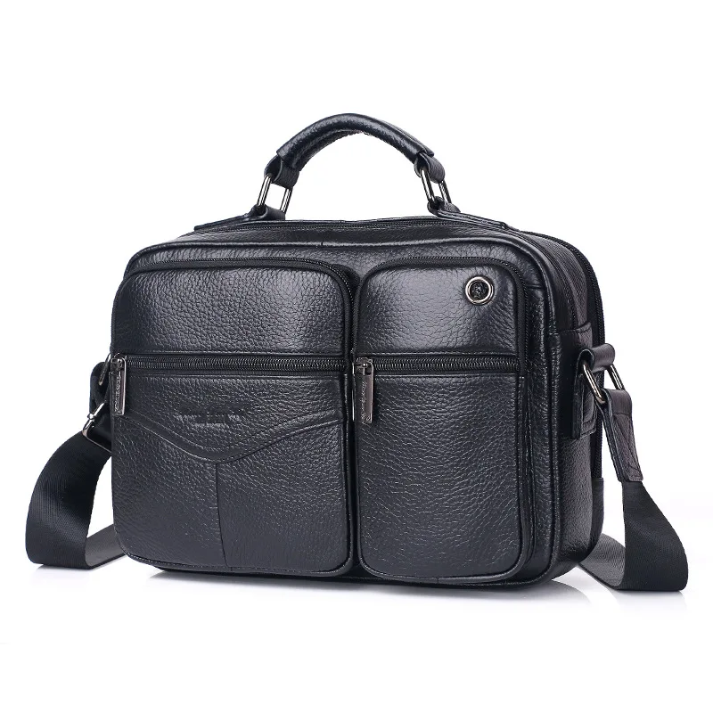 Business Messenger Bag men's genuine leather shoulder bag USB Charging