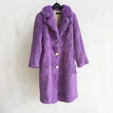 Новая зимняя куртка из натурального кроличьего меха, теплое мягкое длинное меховое пальто, женское рождественское платье, большие размеры, пальто ksr438