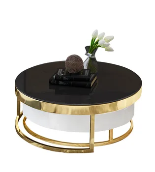 

Golden Cast Iron Living Room End Coffee Table Modern