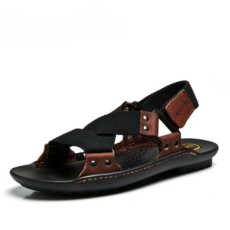 armygreen Green Zapatos brown Los dark Black Verano Dudeli 2018 Para Hombres Sandalias Nueva Diseñadores Moda Playa De Hombre Cuero aTTHqw6z