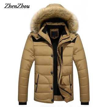 

Men Parkas Hooded Cotton Thick Warm Winter Jacket Men Plus Size M-5XL 2019 Brand Clothing Man Coat Fur Collar Overcoats
