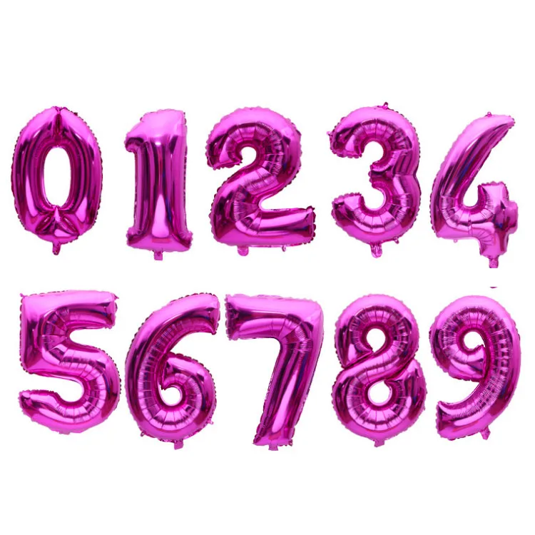 32 дюйма номер шары цифры, цвет золотистый, серебристый, голубой, розовый цифры воздушные праздничные воздушные шары большой шар вечерние пользу Детский наряд для дня Рождения воздушный шар - Цвет: rose red