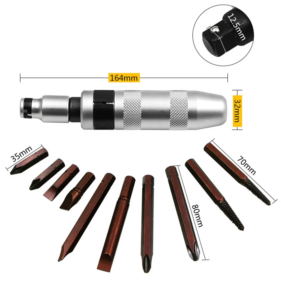 

7pcs Multi-purpose Heavy Duty Impact Screwdriver Set With Case Flat & Philli Driver Chisel Bits Tools Socket Kit