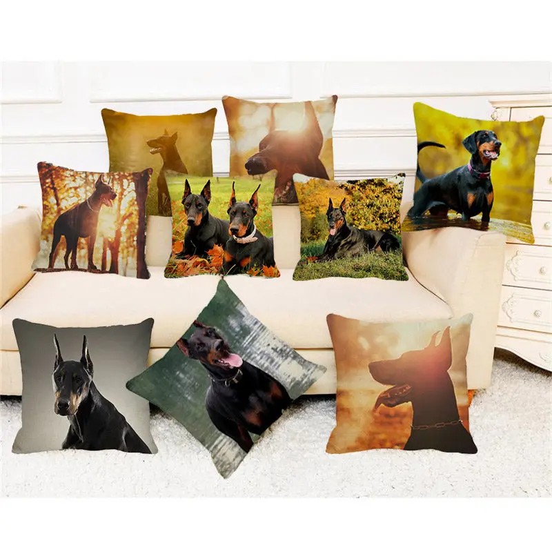 XUNYU Cute Doberman Throw Pillow Case Animal Printed Cushion Cover for Car Sofa Pillowcase 45x45 Cm A0097 | Дом и сад