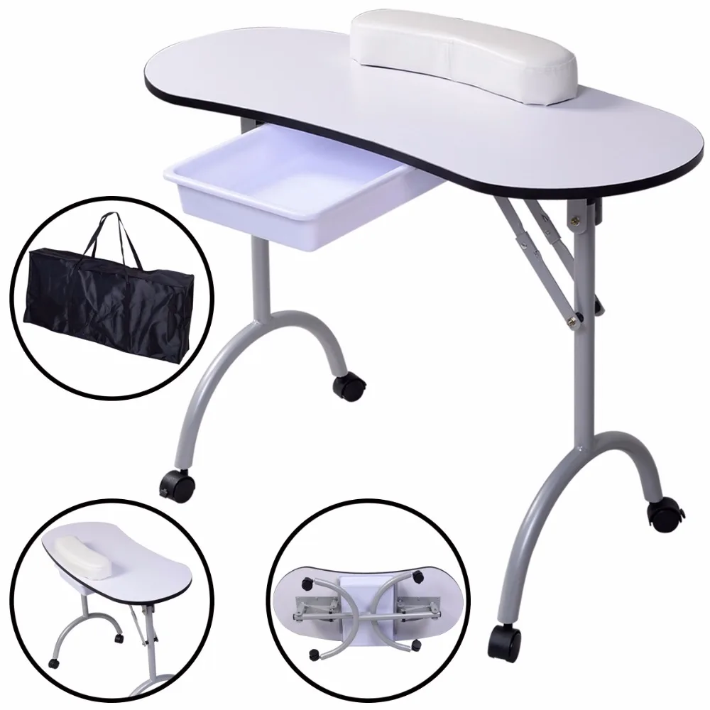 

Mesa plegable de unas 90*37*68cm con Cajon Belleza Mesa Negro/Blanco HB82300
