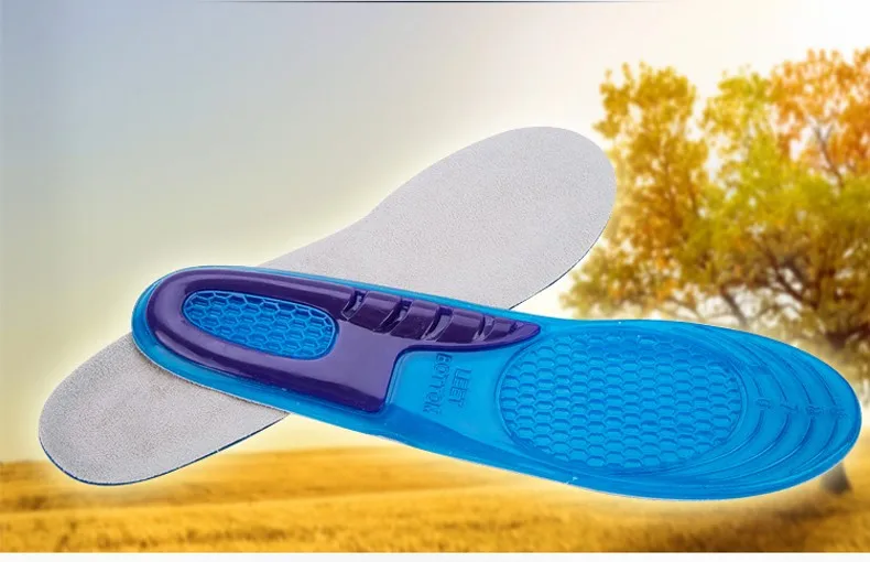 Hiking Feet Care Gel Insoles Inserts Men Athletic Shoes Cushion Women Football Sports Soles Shock Absorbing Silicone Gel Insoles 2 Sizes SMALL LARGE Cut to Fit