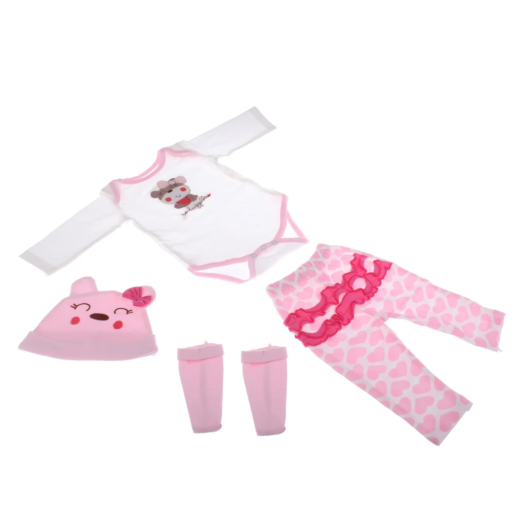 New Arivals Dotted Romper Dress Headband Clothes Set for 22''-23'' New Baby Girl Dress Up Outfit Dollfle Dolls Accessories