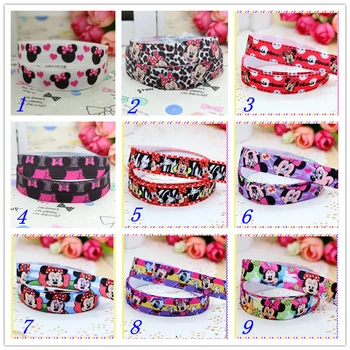 

DUWES 5/8'' Free shipping Fold Elastic FOE minnie mickey printed headband headwear hairband diy decoration wholesale OEM D89