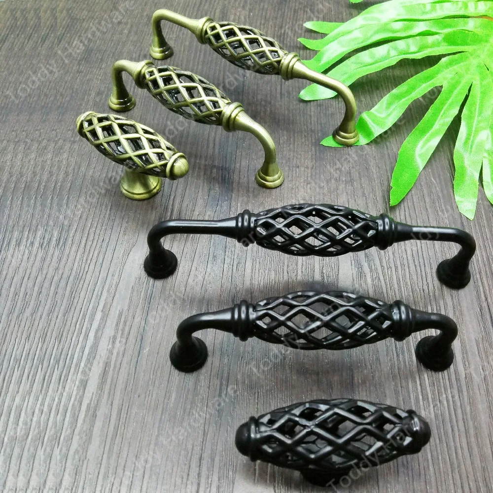 Black Vintage Antique Bronze Cabinet Handles Hollow Out Birdcage Handles Drawer Knobs Wardrobe Door Pullers Furniture Handle Black Vintage Antique Bronze Cabinet Handles Hollow Out Birdcage Handles Drawer Knobs Wardrobe Door Pullers Furniture Handle
