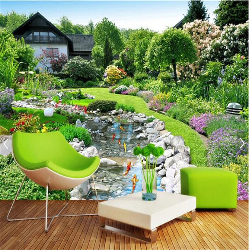 Kopen Beibehang 3d aangepaste foto wallpaper muurschilderingen muurstickers Back tuin landschap muur achtergrond schilderen papel de parede