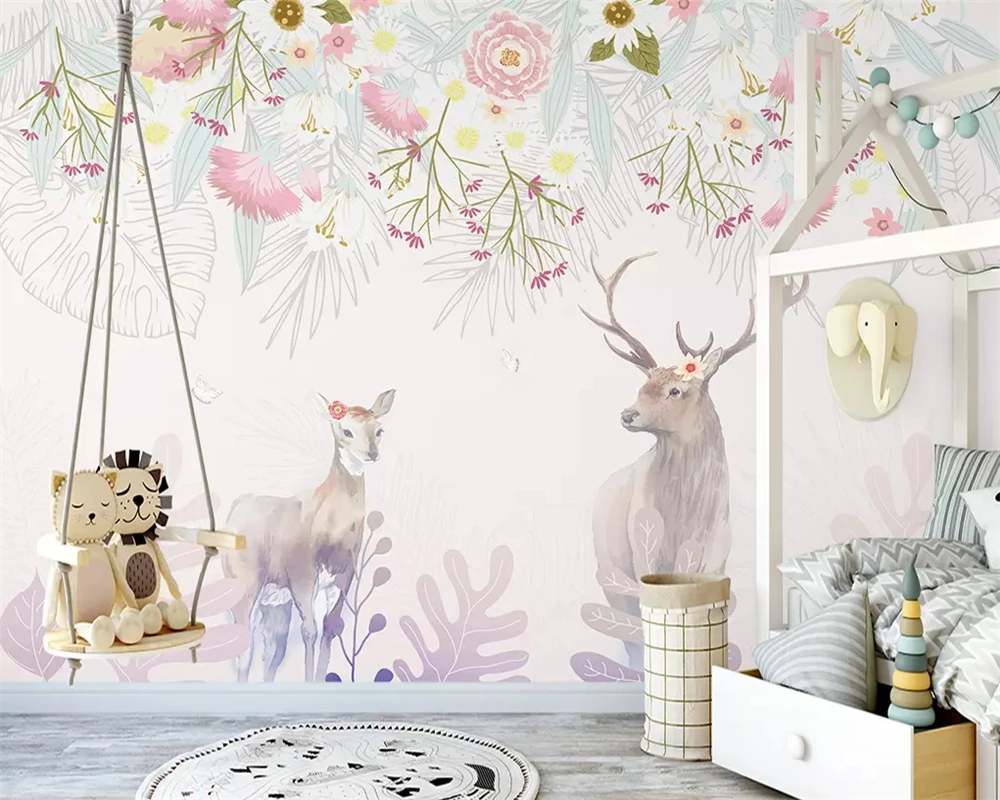 beibehang modern minimalist super silky papel de parede wall paper embossed peony new chinese tv background 3d wallpaper behang beibehang Custom silky hand-painted Nordic elegant flower cluster elk sofa indoor TV background papel de parede wallpaper behang