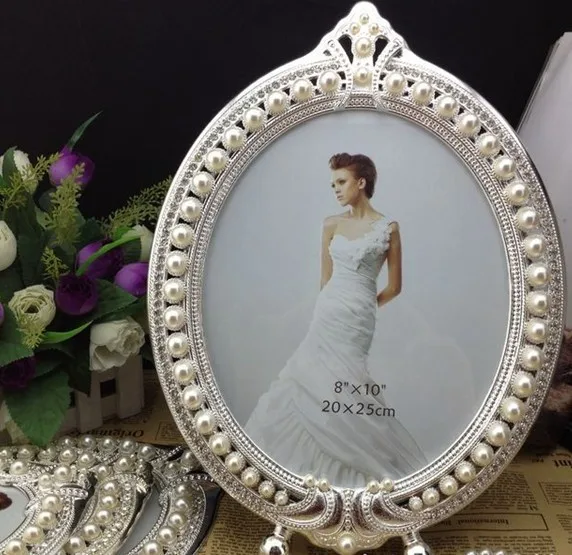 jeweled photo frames pearl frame 8x10 high quality metal photo frame