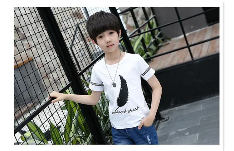 4-14 y boys summer set clothing 2019 boy child tracksuit kids sets knee length jeans pants children t-shirts boys 10 12 years (5)