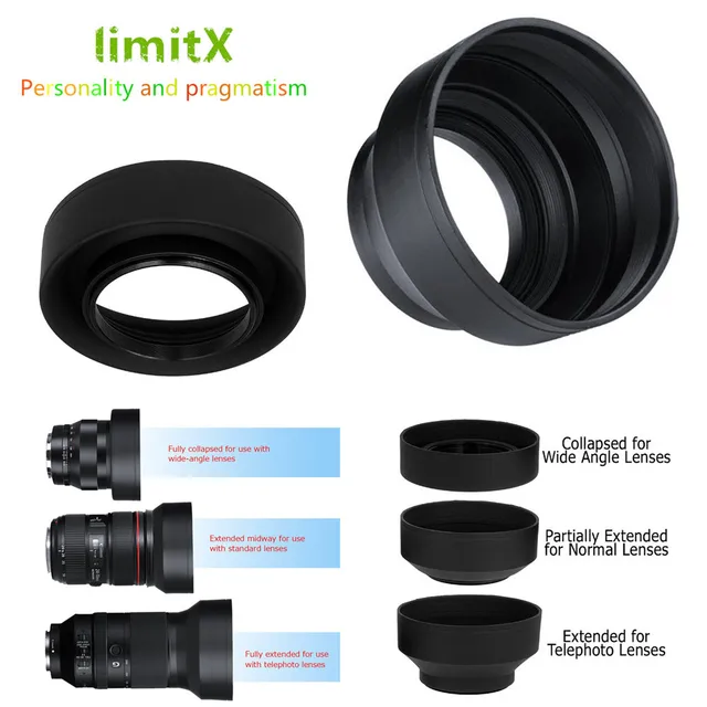 40.5mm 3 Stage Collapsible Lens Hood for Sony A6500 A6400 A6300 A6000