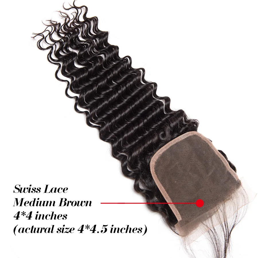 Brazilian Deep Wave Bundles With Closure 3 Bundles Human Hair Weave Bundles With Closure RXY 4x4 Lace Closure Remy Hair 4PcsLot (5)