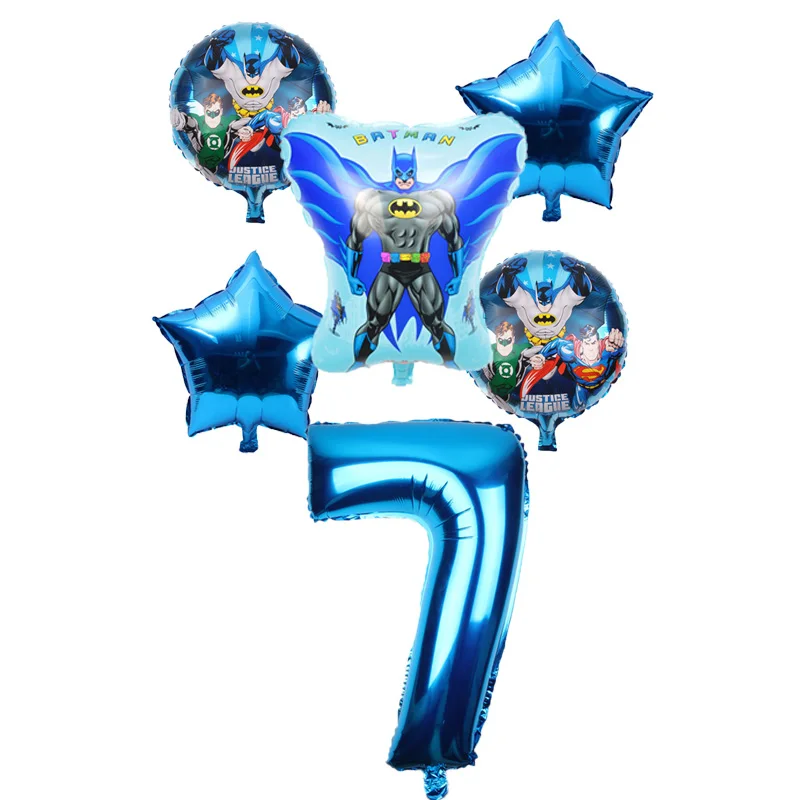 6 шт. 32 дюймов номер Бэтмен Супермен алюминиевые шары для душа ребенка девочка мальчик милые игрушки с днем рождения Дети подарок globos балло