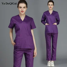 Женщины скраб Доктор Медсестры короткие/Униформа с длинным рукавом стоматологическая клиника pet doctor салон красоты комбинезоны медицинская хирургическая одежда