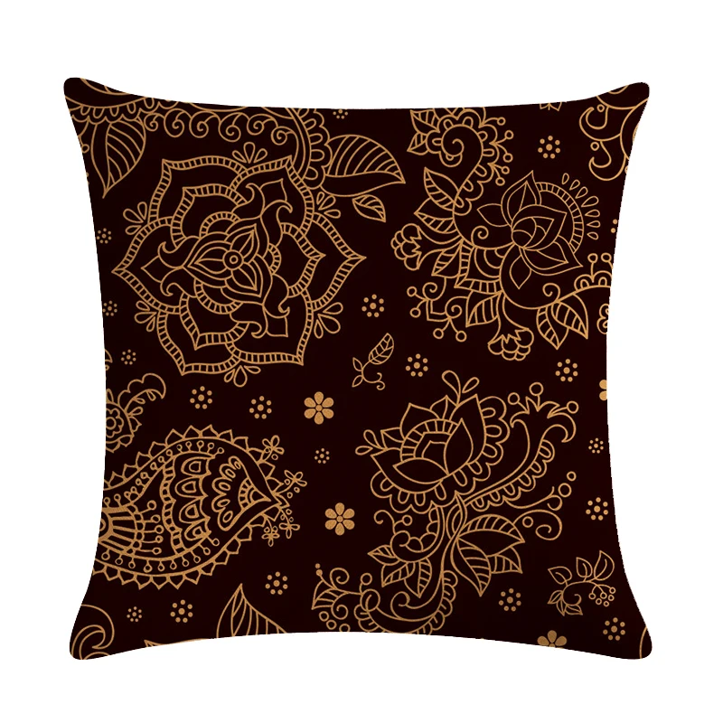 Boho Paisley Oriental Floral Pattern Navajo Geometric Prints Fantasy Petal Flowers Gorgeous Cushion Cover Sofa Throw Pillow Case - Color: ZY92401