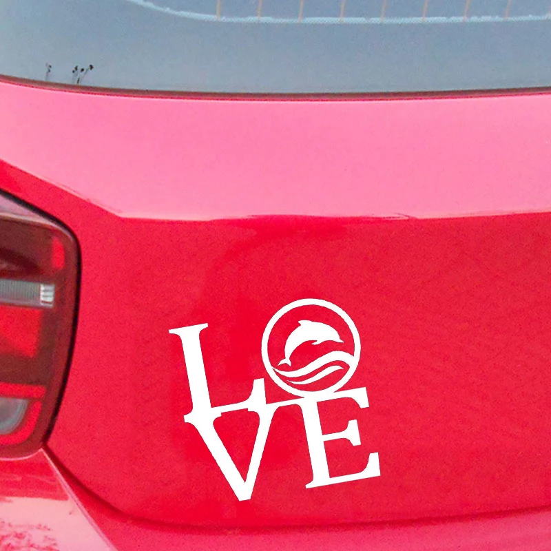 Dolphin Love Decal Sticker For Car Truck Van Wall Boat Sailing Boating Rear Window Car Sticker