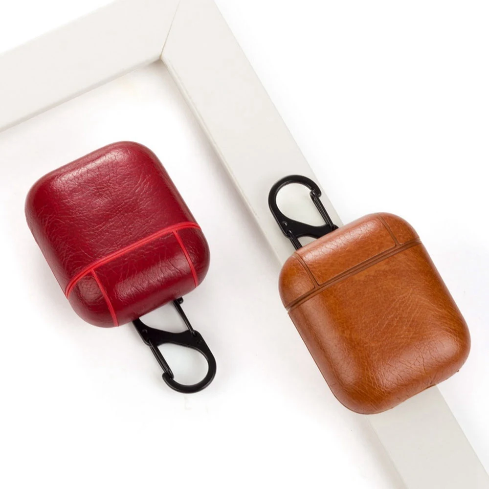 

KISSCASE PU Leather Bluetooth Wireless Earphone Box Case For Airpods Leather Skin Cases Bags For Apple Airpods Protector Covers