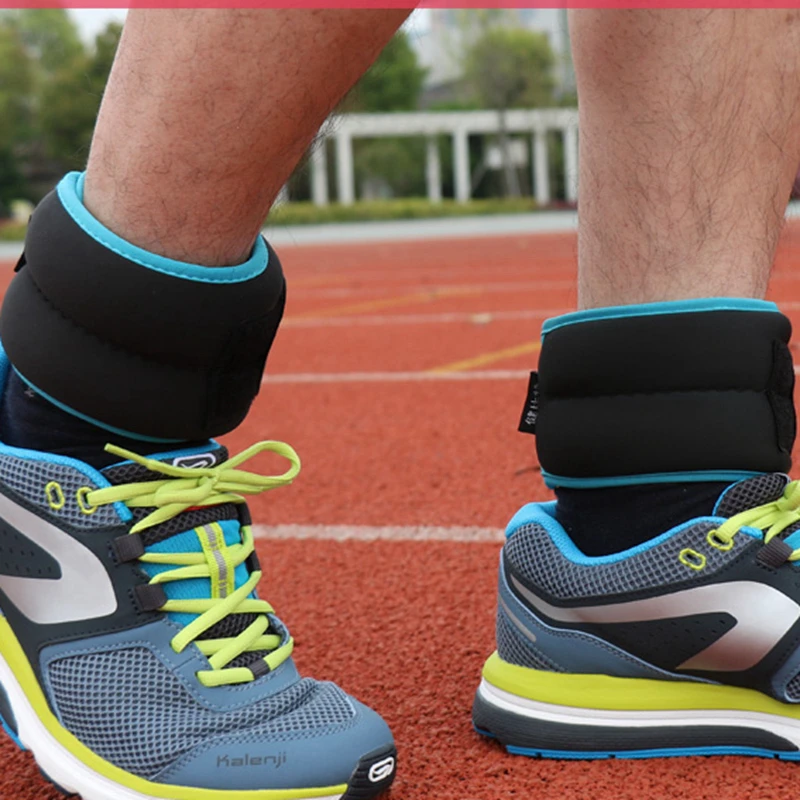 A Pair 1kg Neoprene Adjustable Ankle Wrist Iron Sand Bag Weights Straps Strength For Training Exercise GYM Running