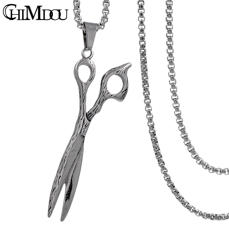 

CHIMDOU 316L Stainless Steel scissors Pendant Necklace Vintage Jewelry Trendy Men or Women Jewellery,AP445
