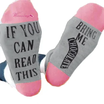 

Women Sock Cut Write"IF YOU CAN READ THIS"&"BRING ME"Letter Print Socks Casual Cotton Cute Socks For ladies Pink Grey Purple
